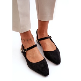 Balerini de damă cu tocuri joase cu tocuri deschise Sergio Leone SK831 negru 3