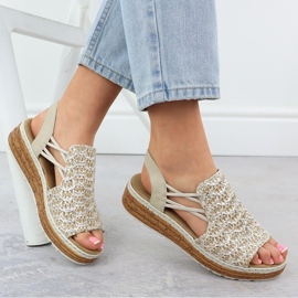 Sandale pentru femei pe banda de platformă Beige Rieker 62741-60 bej 1