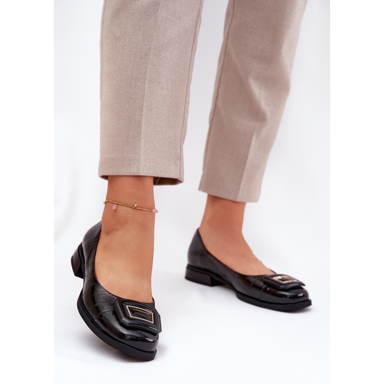 S.Barski Balerine din piele cu decorare MK51-059 Negru 2