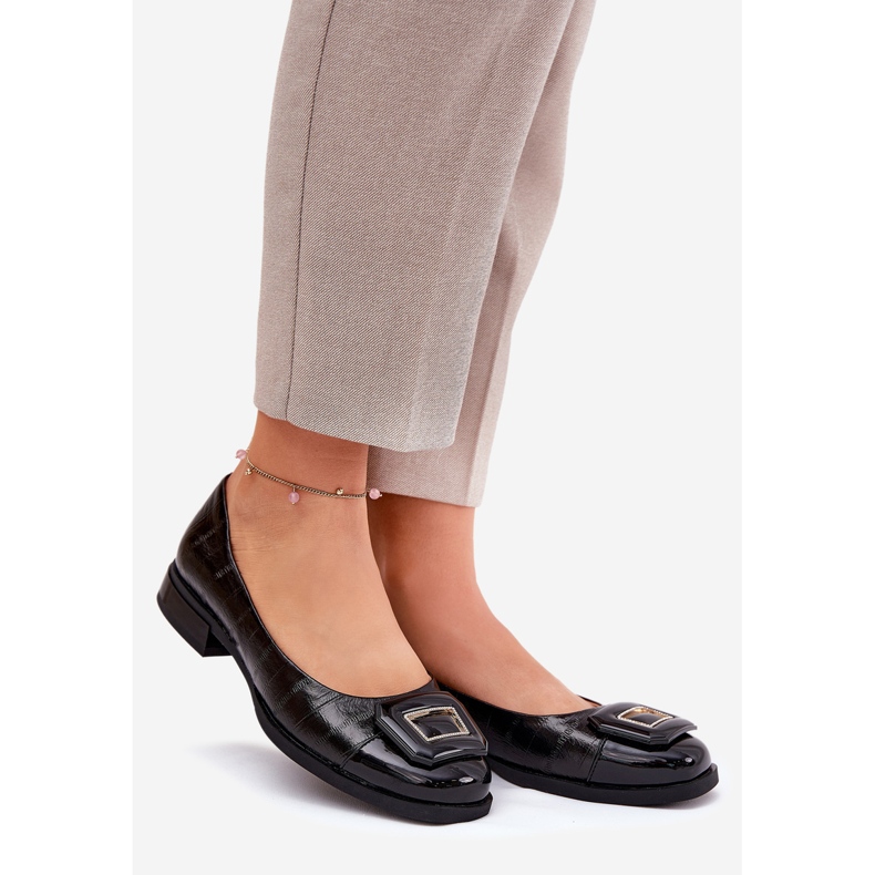 S.Barski Balerine din piele cu decorare MK51-059 Negru 1