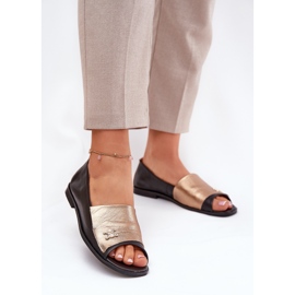 Balerine elegante din piele cu degete goale zazoo 1865 aur-negru 2 Balerine elegante din piele cu degete goale zazoo 1865 aur-negru 2