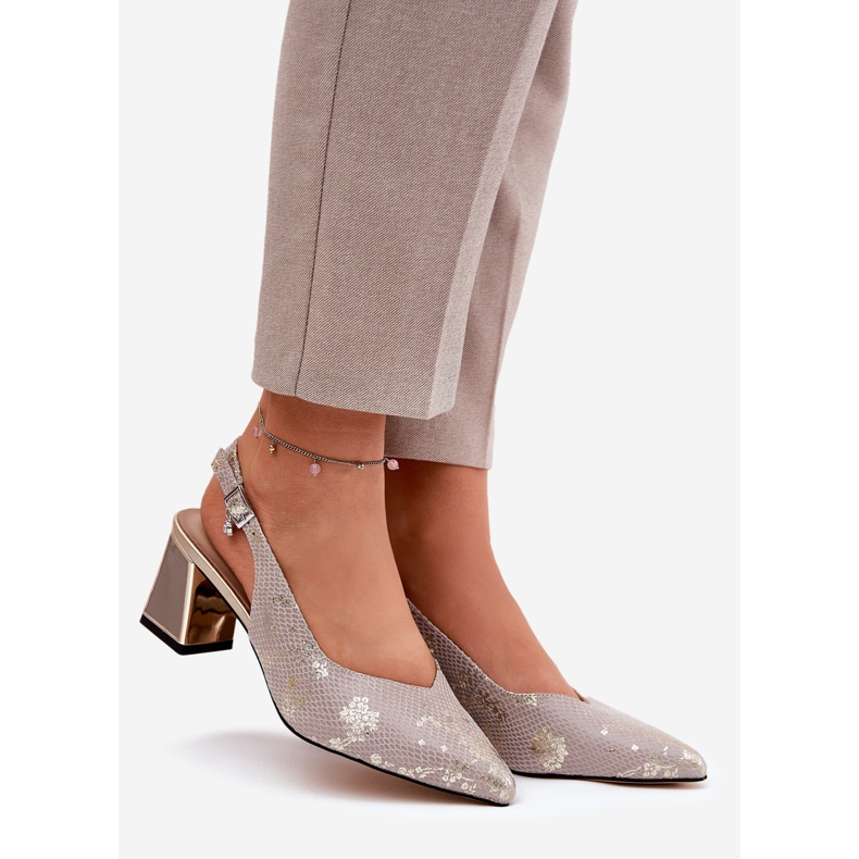 Sandale din piele pentru femei pe stâlp cu unelte cu nas ridicat Vinceza 66733 Aur și argint 1