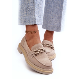 S.Barski Plăcile din piele cu toc plat cu femei cu decorare TW101 Beige ușor bej 2