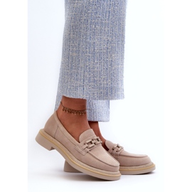 S.Barski Plăcile din piele cu toc plat cu femei cu decorare TW101 Beige ușor bej 1