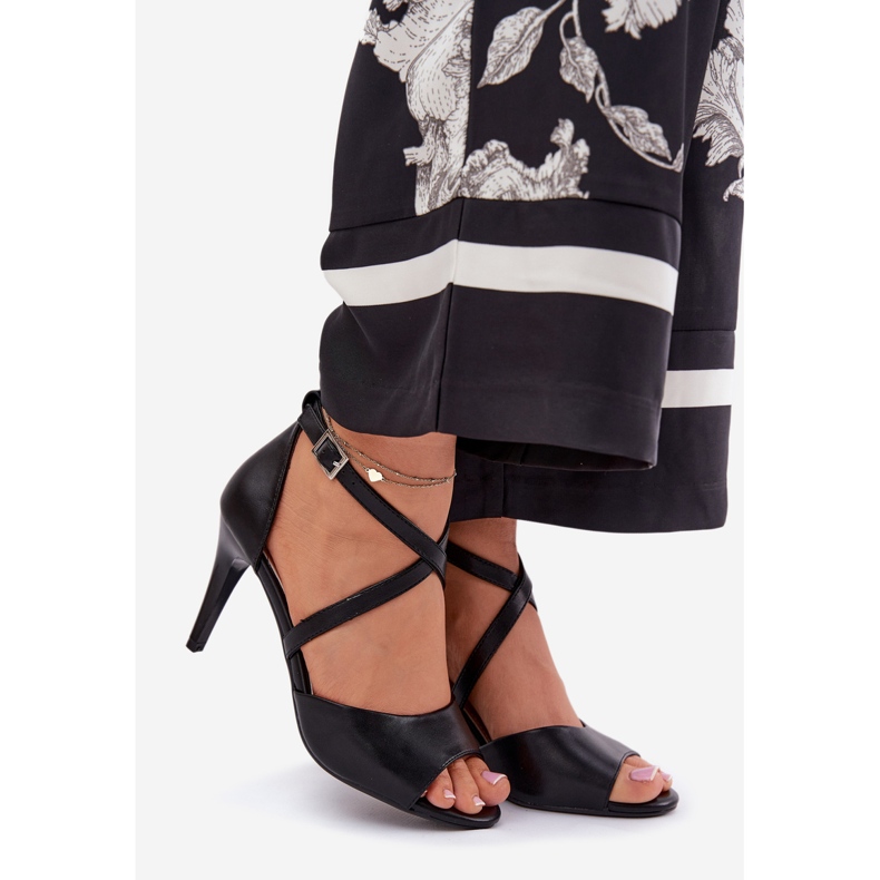 Sergio Leone Sandale la modă pe un știft negru 1