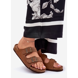 Flip -uri din piele de căprioară pentru femei cu Big Star RR274A394 Catarame maronii 1