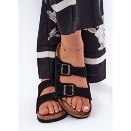 Flip -uri din piele de căprioară pentru femei cu Big Star RR274A390 Catarame negre negru 2