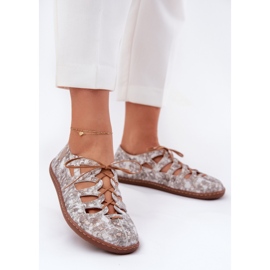 Balerine din piele cu maciejka decupat 06835-25/00-1 aur de aur 2
