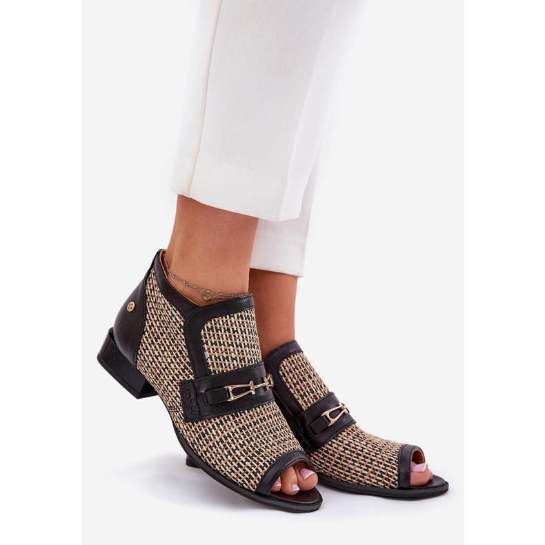 Cizme din piele pentru femei cu degete goale Maciejka 06934-39/00-1 Negru și bej 1 Cizme din piele pentru femei cu degete goale Maciejka 06934-39/00-1 Negru și bej 1