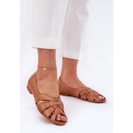 Balerine din piele cu degete goale Maciejka 06908-29/001-1 Brown maro 2