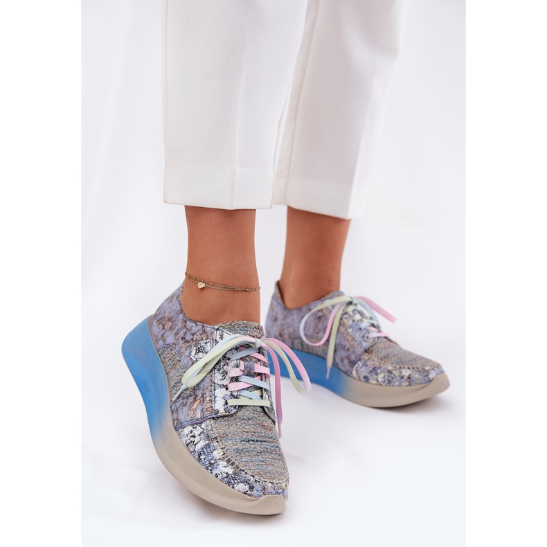 Încălțăminte din piele pentru femei pe platforma Maciejka 06776A-06 Blue albastru 2