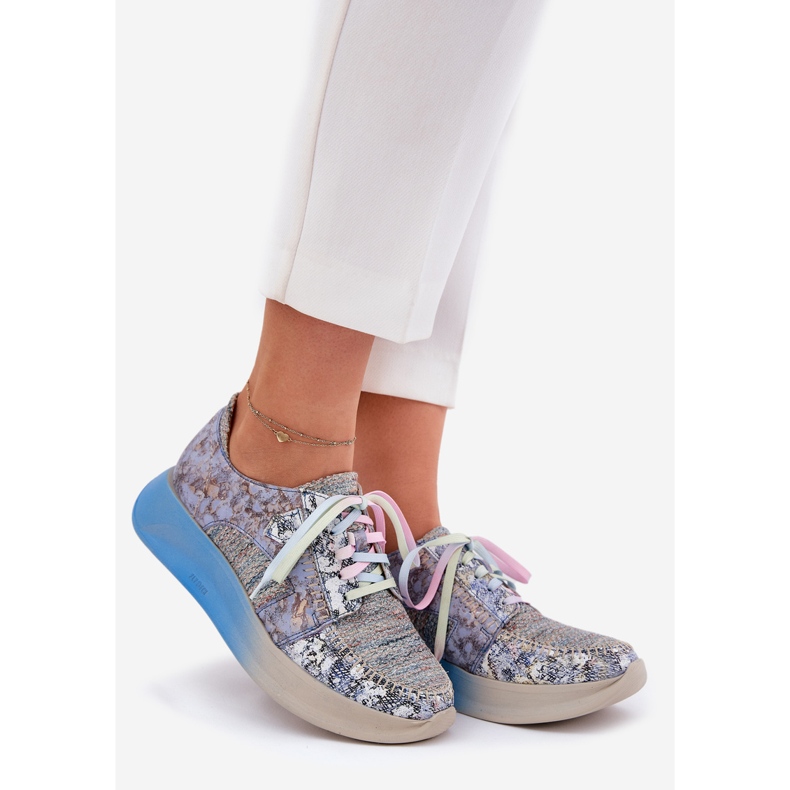 Încălțăminte din piele pentru femei pe platforma Maciejka 06776A-06 Blue albastru 1