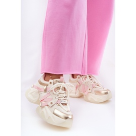 Adidași din piele pentru femei pe un singur masiv GOE RR2N4031 BEIGE bej 2