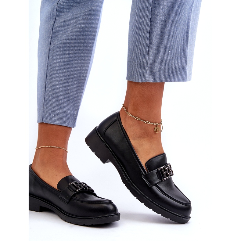 S.Barski Mocasinele ecologice ale femeilor cu un ornament al S. Barski Hy372 Negru 3