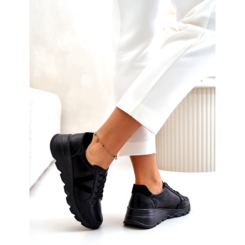 Pantofi sport din piele Vinceza 7918 pentru damă, negru 3