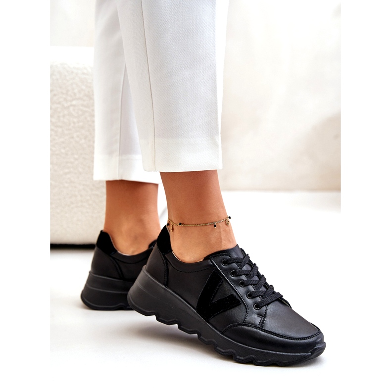 Pantofi sport din piele Vinceza 7918 pentru damă, negru 2