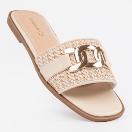 Goodin Flip -flops pentru femei bej cu un lanț de aur 4