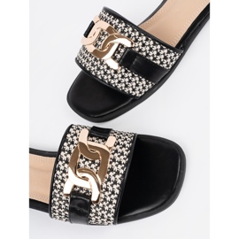 Goodin Flip -flops pentru femei alb -negru cu un lanț de aur 4