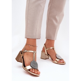 S.Barski Sandale din piele pe post cu decorare JC51-842 Aur de aur 2