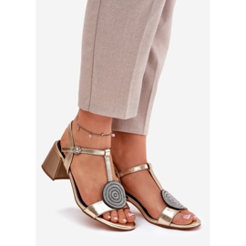 S.Barski Sandale din piele pe post cu decorare JC51-842 Aur de aur 1