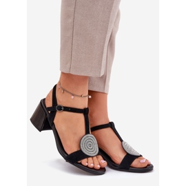 S.Barski Sandale din piele pe post cu decorare JC51-842 Negru 1