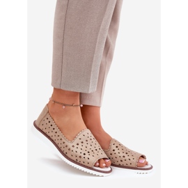 S.Barski Balerine din piele deschisă cu degete goale S. Barski LR51-922 Aur de aur 1