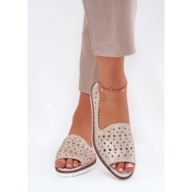 S.Barski Balerine din piele deschisă din piele cu degete goale S. Barski LR51-922 Beige bej 2