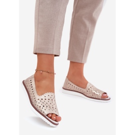 S.Barski Balerine din piele deschisă din piele cu degete goale S. Barski LR51-922 Beige bej 1