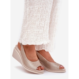 S.Barski Sandale din piele pentru femei pe Wedge S. Barski LR51-539 PLN de aur 1