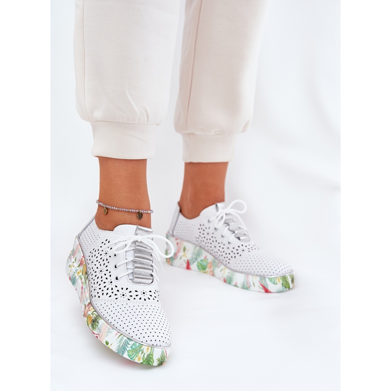 Încălțăminte din piele pentru femei pentru Artiker 56C1799 Alb și argintiu 2