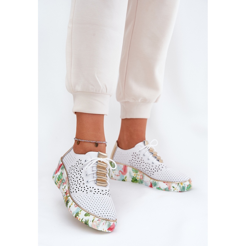 Încălțăminte din piele pentru femei pentru Artiker 56C1800 Alb și Aur 2