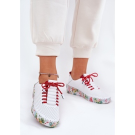 Pantofi din piele pe platforma modelată Artiker 54C1567 Alb și Roșu 3