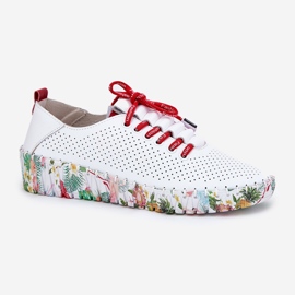Pantofi din piele pe platforma modelată Artiker 54C1567 Alb și Roșu 5