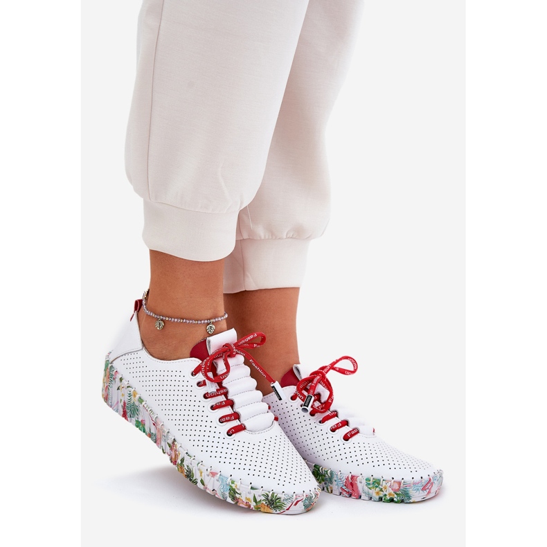 Pantofi din piele pe platforma modelată Artiker 54C1567 Alb și Roșu 1