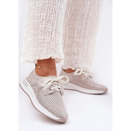 Pantofi pentru femei Light din piele pe Artiker 56C2113 Platforma Beige-Gold bej 2