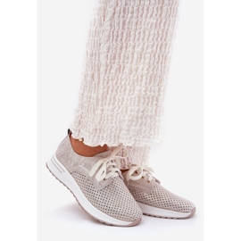 Pantofi pentru femei Light din piele pe Artiker 56C2113 Platforma Beige-Gold bej 1