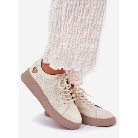 Adidaje din piele pentru femei pe platforma bej Vinceza 88018 1