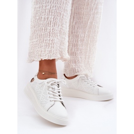 Adidaje din piele pentru femei pe platforma albă Vinceza 88018 2