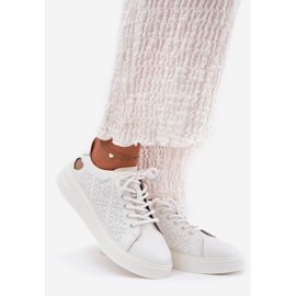 Adidaje din piele pentru femei pe platforma albă Vinceza 88018 1