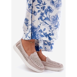 Vinceza Plăceri din piele pentru femei cu un model deschis Vincez 88028 bej 1