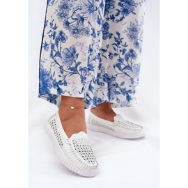 Vinceza Plăcile din piele pentru femei cu un model deschis Vincez 88028 Alb 2