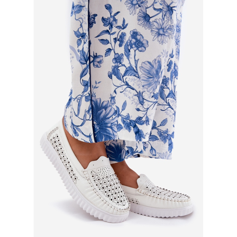 Vinceza Plăcile din piele pentru femei cu un model deschis Vincez 88028 Alb 1