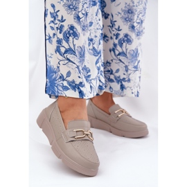 Vinceza Plăcile din piele pentru femei cu un detaliu de aur Vincez 88007 Dark Beige bej 2