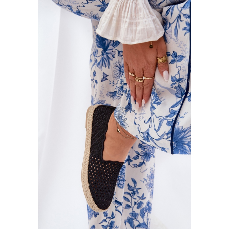 Espadrilles pentru femei cu Vinceza 13625 Black Braid negru 2