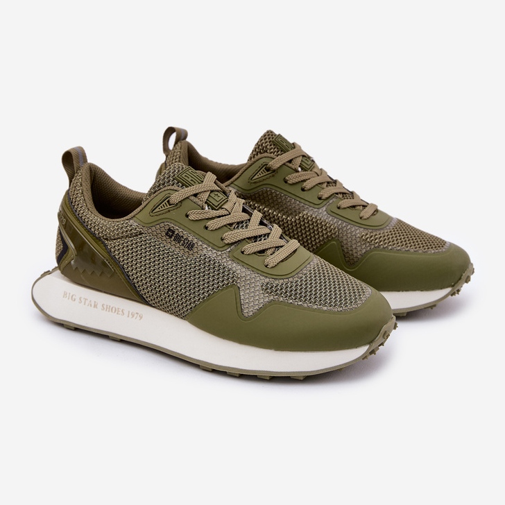 Adidași pentru bărbați pe Big Star RR174360 Platforma de sistem Hi-Polish verde 1