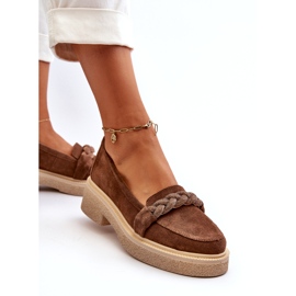 Zazoo 3429/W Mocasini de damă din piele intoarsa cu decor, maro 2