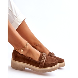 Zazoo 3429/W Mocasini de damă din piele intoarsa cu decor, maro 4