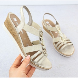 Remonte Sandale pentru femei pe Wedge cu elastice Golden Renovte R6264-91 de aur 1