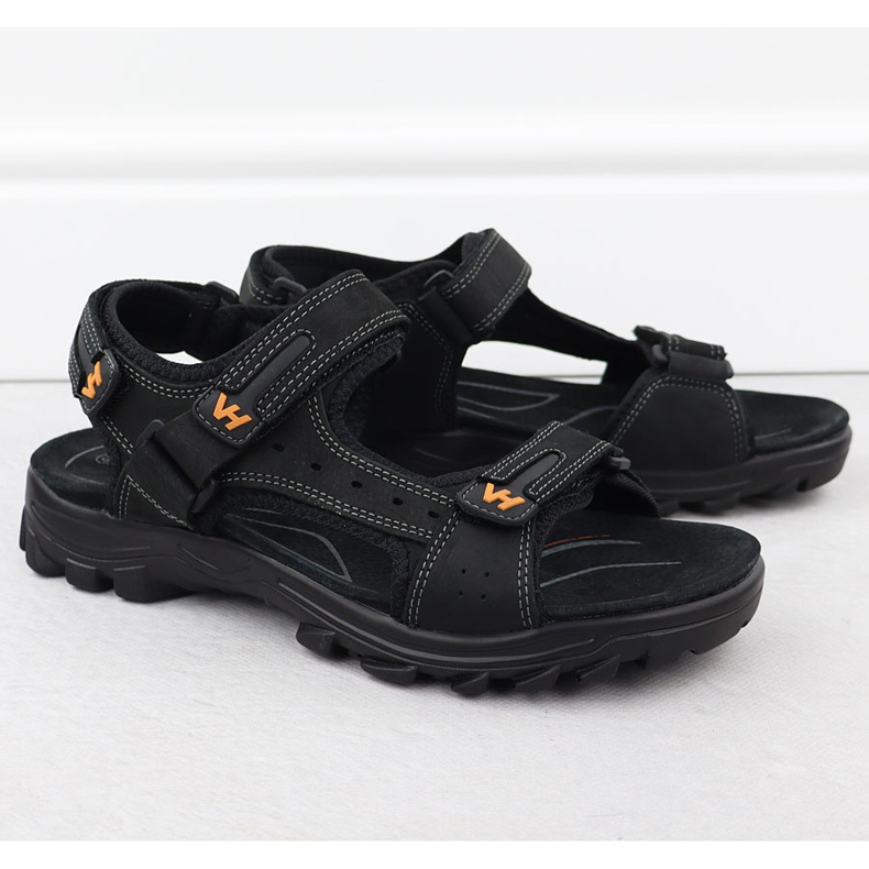 Sandale din piele masculină pentru Velcro Vanhorn 28302 negru 1