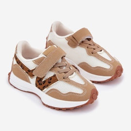 Adidași pentru copii pe leopardul Velcro bej 1